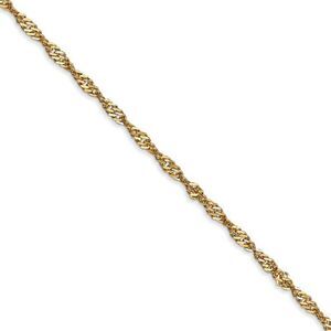 2mm, 14k Yellow Gold, Singapore Chain Necklace, 24 Inch